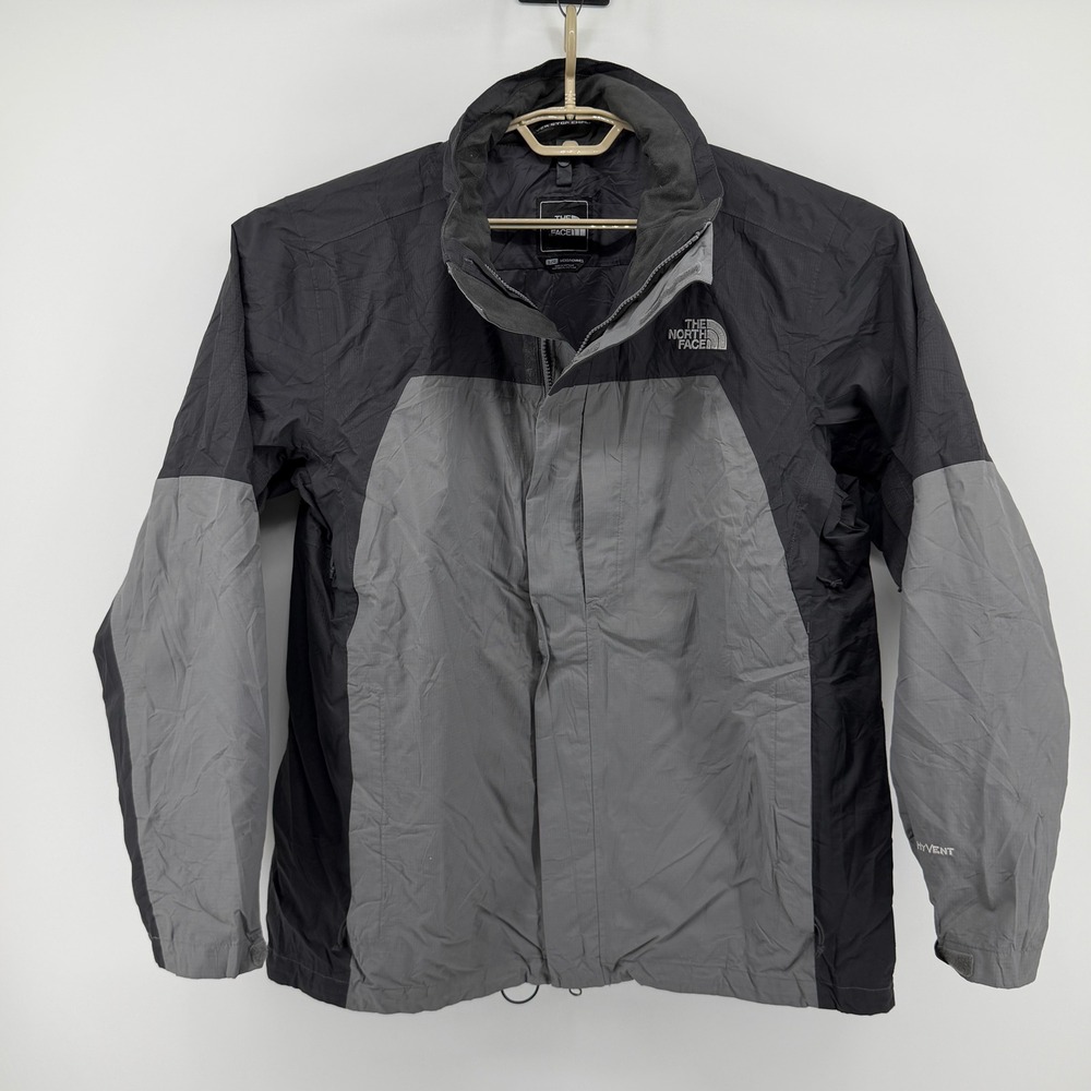 The North Face HyVent Snow Ski Jacket Mens Large Black Grey Full Zip T495 T895